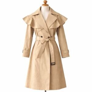 Anthropologie Ruffled Trench Coat Medium Beige New Without Tags